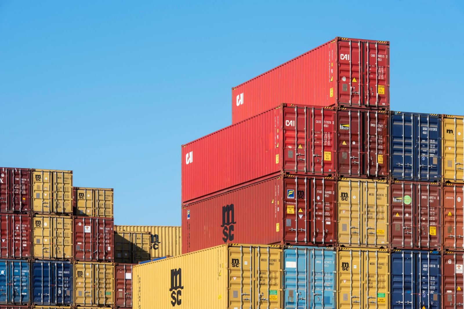 Export containers ready for departure