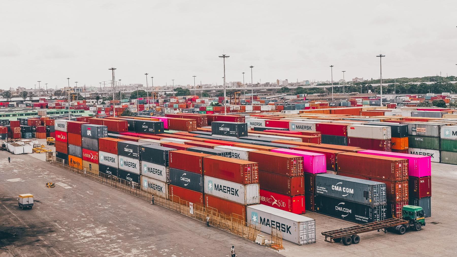 Container yard at a freight terminal